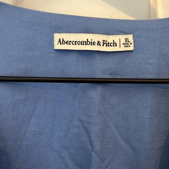 Abercrombie& Fitch | Poplin Plunge V-Neck Top Blouse XL Smock Ruching Classic - Picture 5 of 9